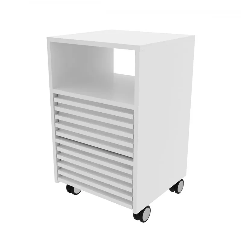 Gaveteiro Com Rodízios 2 Gavetas Ripado Me4175 Branco - Tecno Mobili