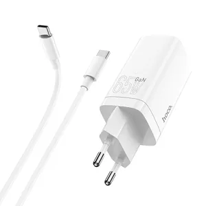 Carregador Rápido Hoco 65w Gan (inclui Cabo Tipo-c Para Tipo-c 100w 1, Metro) Suporta 45w, 30w, 25w, 20w, Power Delivery Pd 3.0, Quick Charge Qc 4+