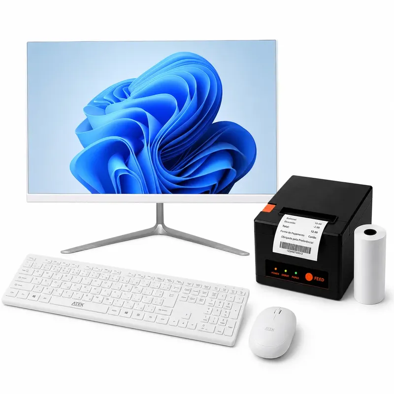 Kit PDV Computador All In One I5 8GB SSD 512GB 21,5” + Impressora Térmica 80mm USB e Teclado Mouse sem fio