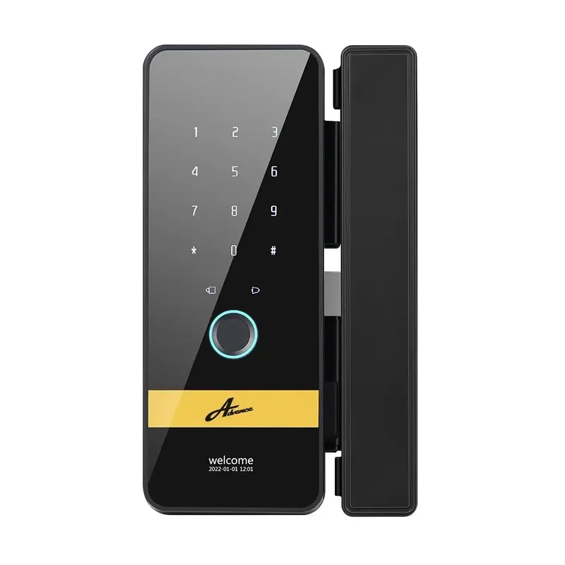 Fechadura Digital Porta Vidro Glass Smart Tech 4600 Com Biometria, Senha E Cartão Preta Advance