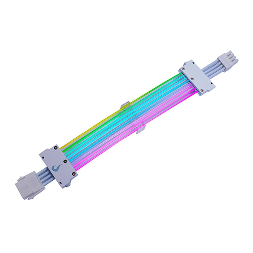 Cabo Extensor Fonte Sleeved Rise Mode, PCIe GPU, ARGB, Branco