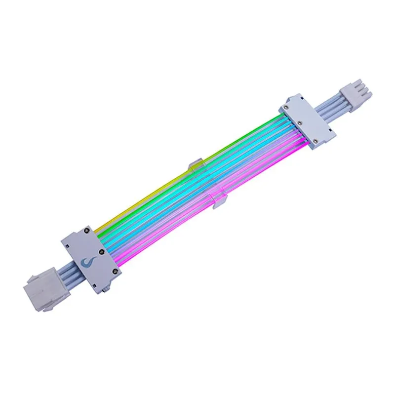 Cabo Extensor Fonte Sleeved Rise Mode, PCIe GPU, ARGB, Branco