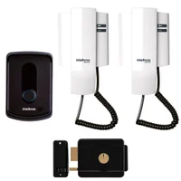 Kit Porteiro Ipr 8010 Intelbras + 1 Monofone Ipr 8000 In + 1 Fechadura Fx 500 Intelbras Preta