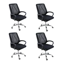 Kit 4 Cadeiras De Escritorio Oficial Esteirinha Mesh Ergonomica - Preto