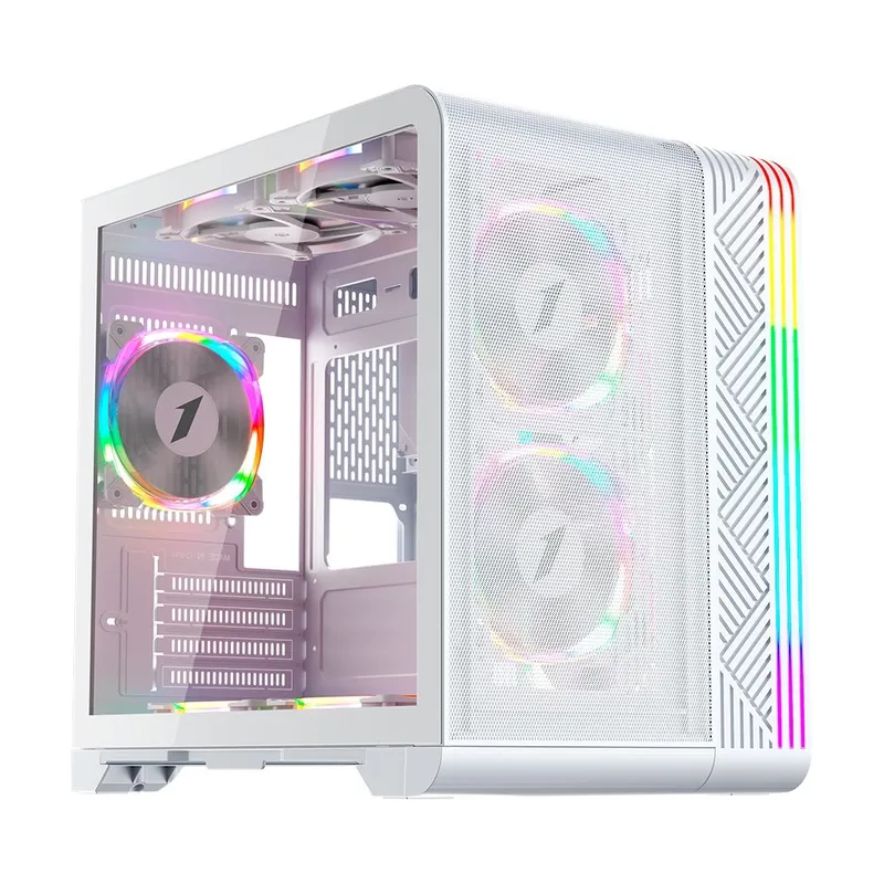 Gabinete Gamer 1STPLAYER VT5, Mid Tower, ATX, Lateral em Vidro Temperado, Sem Fan, Branco - VT5-WH