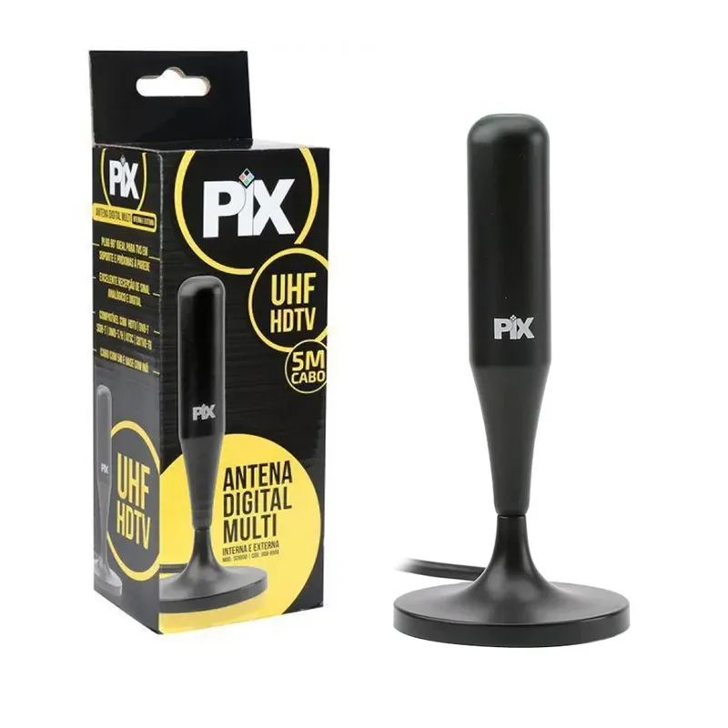 Antena Digital Interna / Externa 5m De Cabo C/ Imã Pix