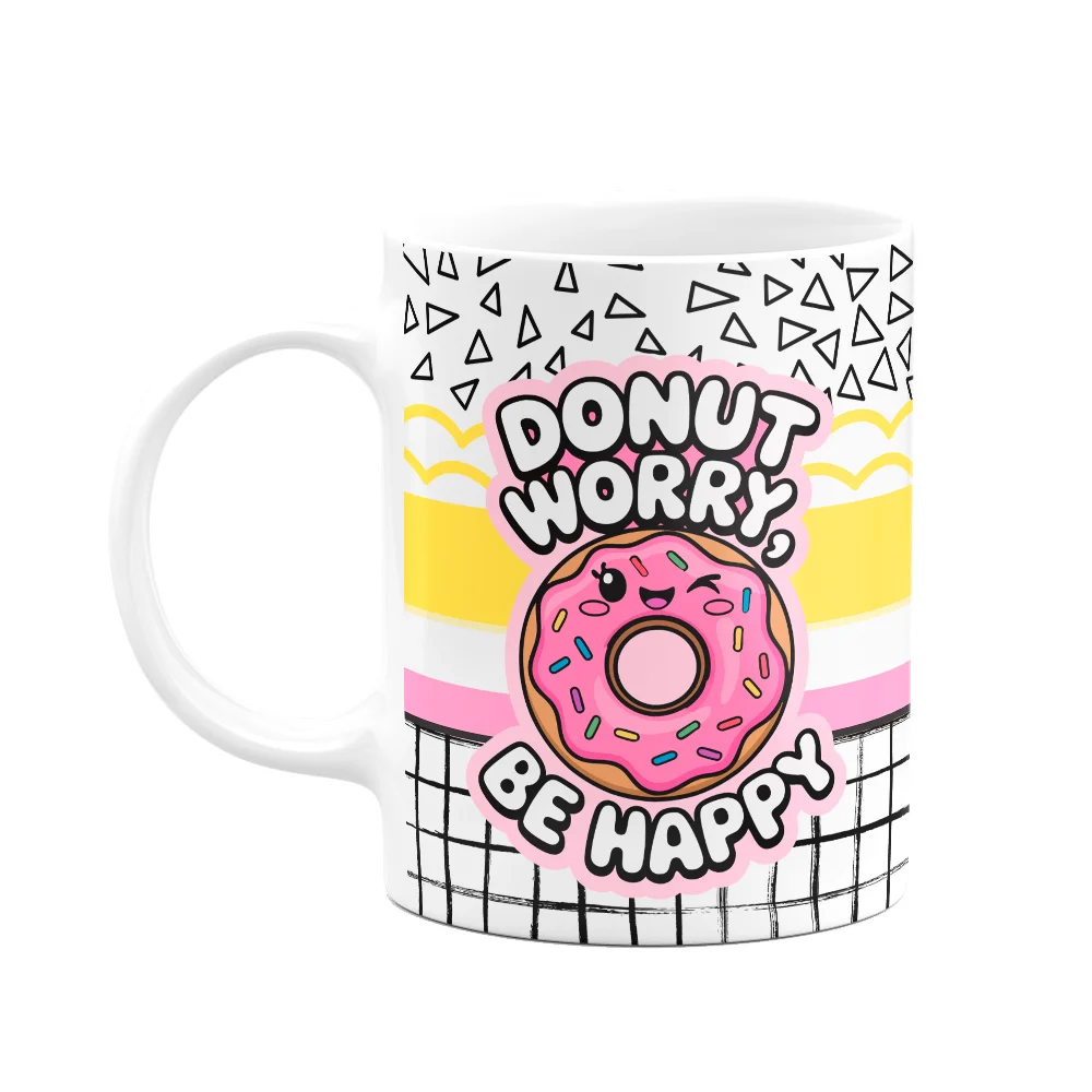 Caneca Divertida - Donut Worry, Be Happy - Dorme Que Passa