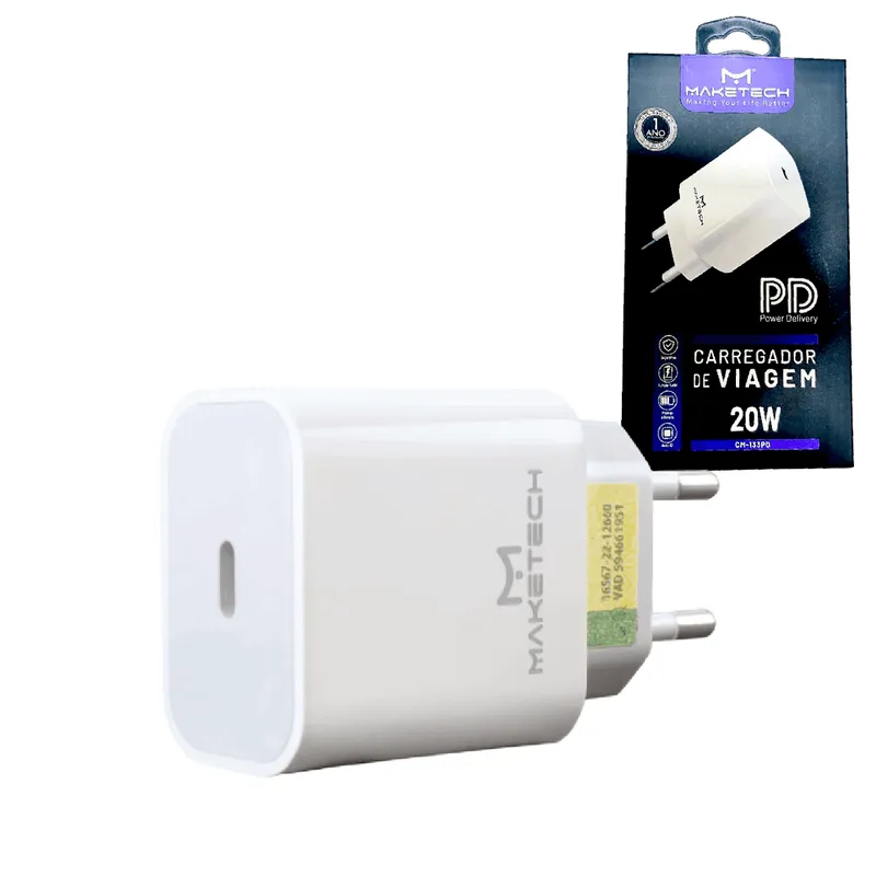 Carregador De Tomada Tipo C 20w Usb C Pd Power Deliver Turbo