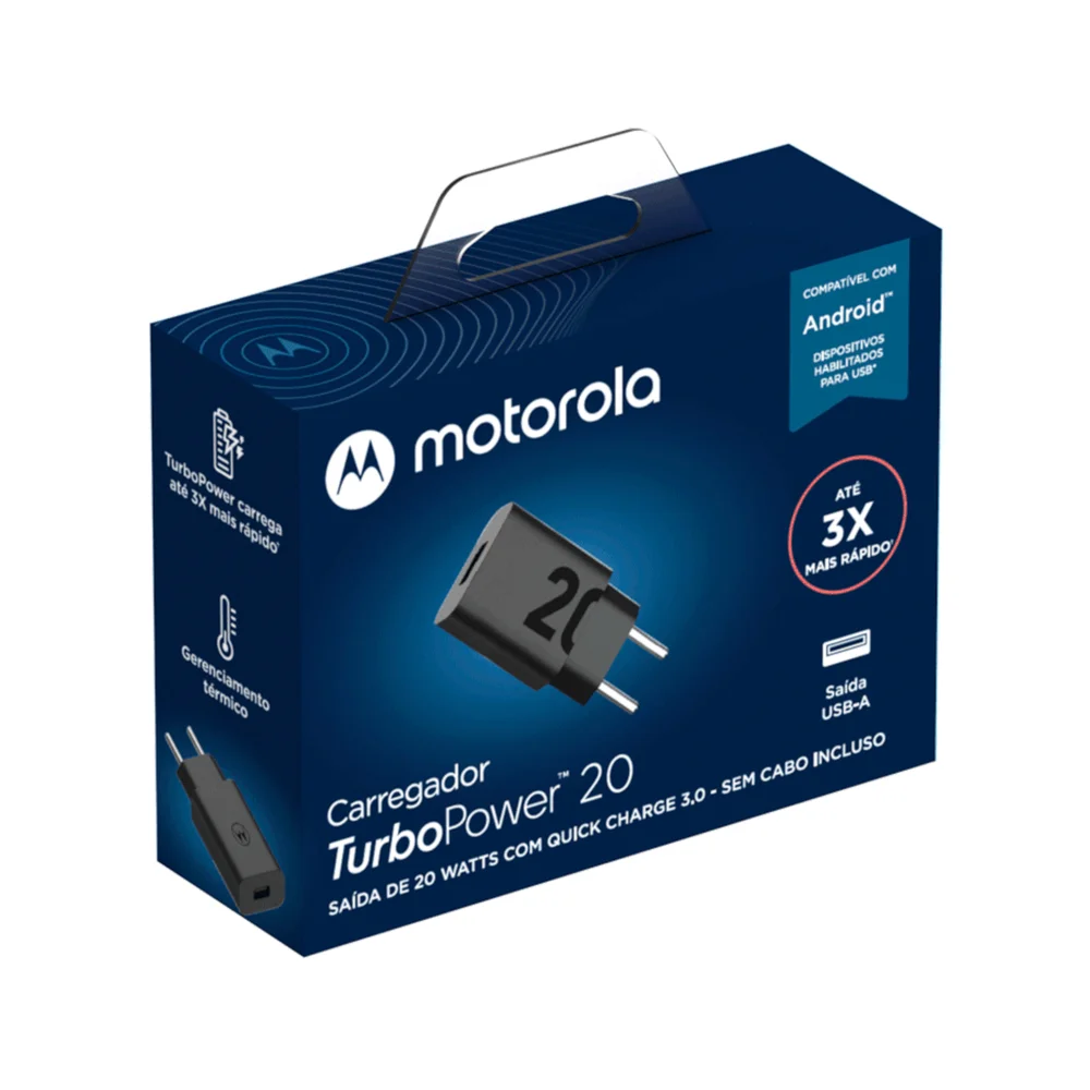 Carregador Motorola Turbo Power, 20w, Sem Cabo