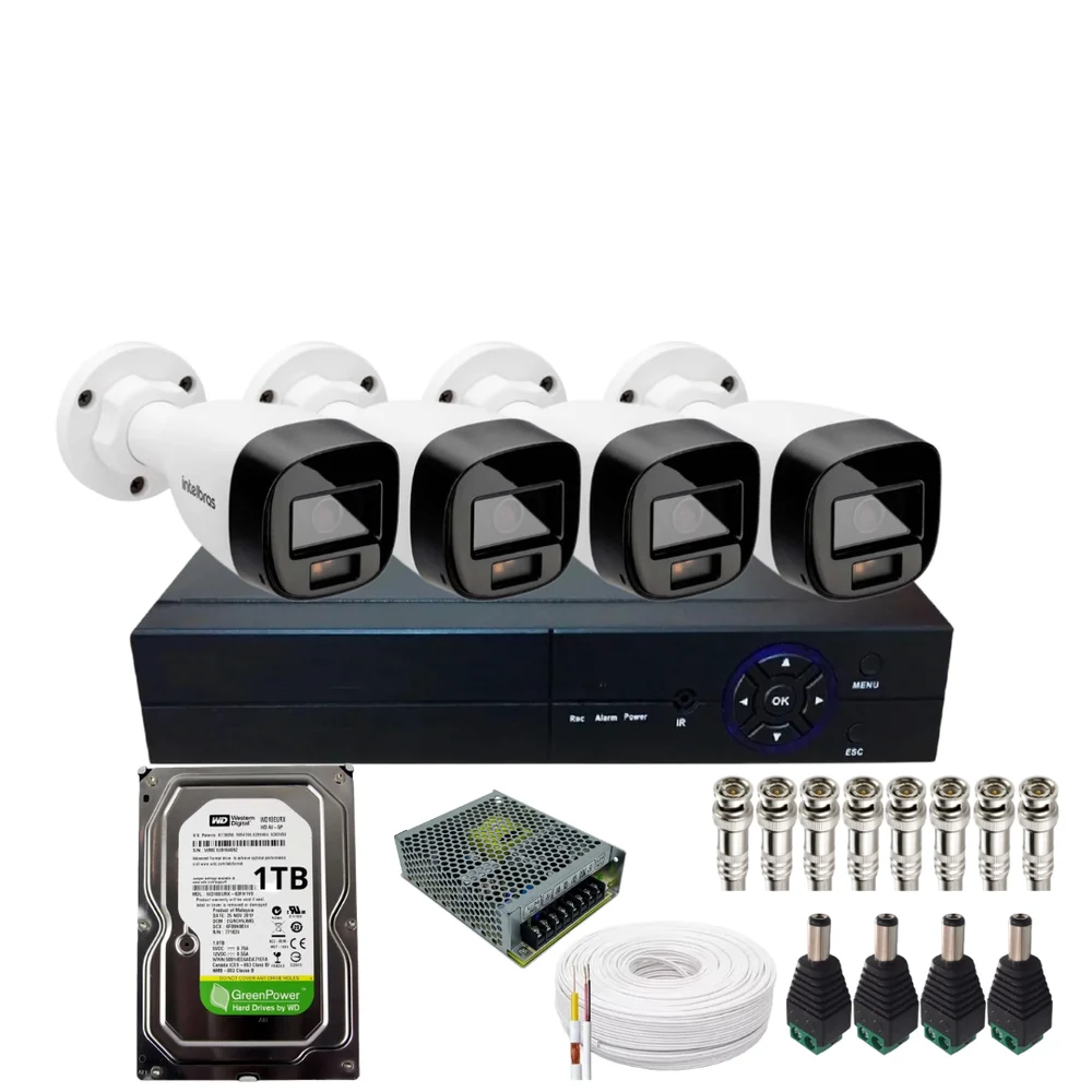 Kit 4 Câmera Full Color 1120b Intelbras Dvr 04ch Alta Performance Com Hd Incluso