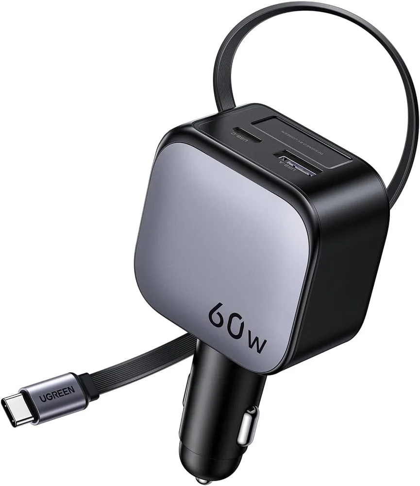 Carregador Rápido Veicular Carro Retrátil Ugreen Nexode 60w Pps Pd Qc 3.0