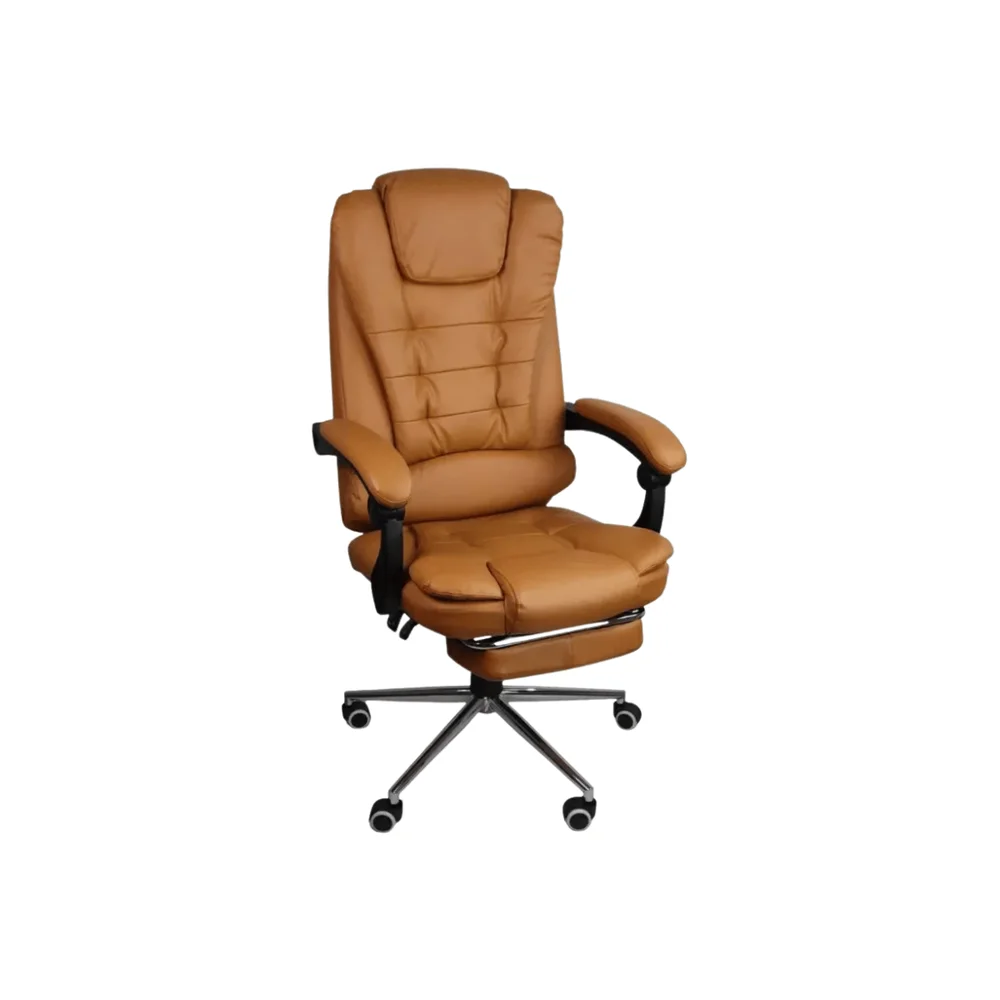 Cadeira De Escritório Presidente Soft Ergonômica Apoio Para Pés - Marrom - 1