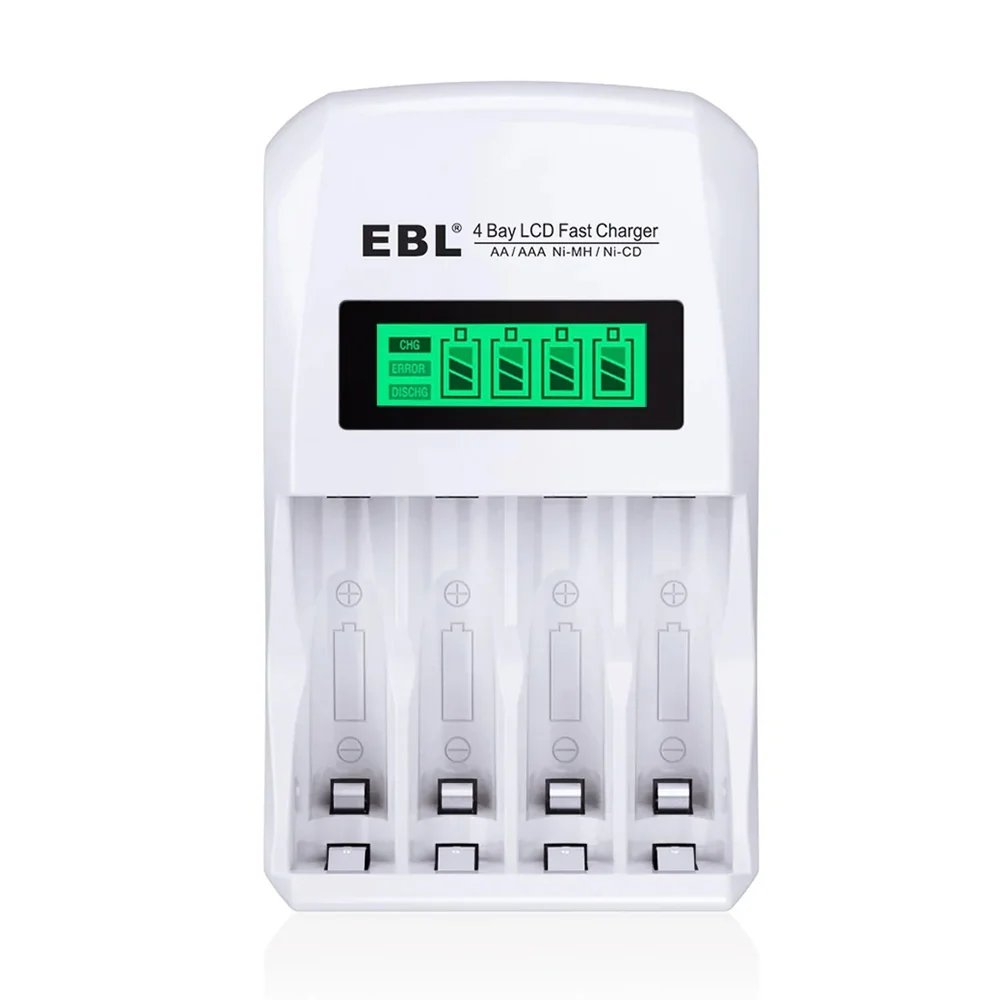 Carregador De Pilhas Ebl 4 Slots Aa Aaa Com Tela Lcd