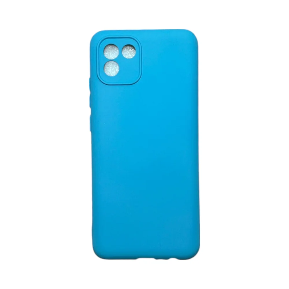Capa Samsung A03 Silicone Aveludada Protege Câmera Colorida Capinha Anti Impacto A03:azul Céu