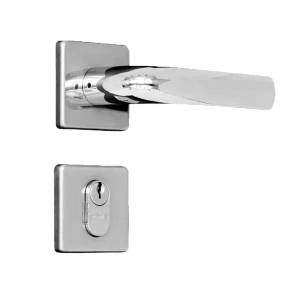 Fechadura Viena 2025/04 Externa 40mm Roseta Quadrada Cromado Hela