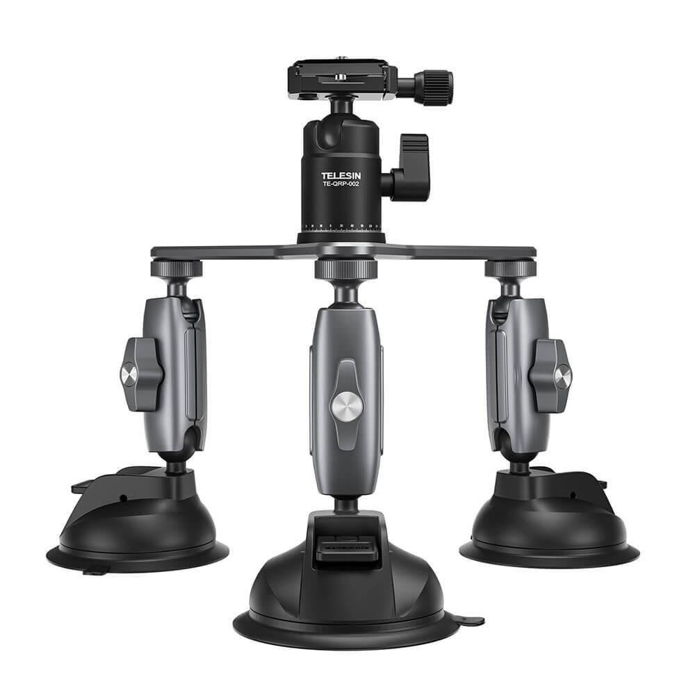 Suporte Ventosa Tripla Para Gopro E Câmeras Similares - Telesin.