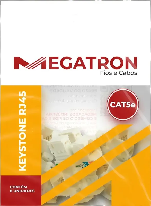 Conector Keystone Jack Megatron Cat.5e U/utp 8 Vias Rj45 Pacote Com 8un