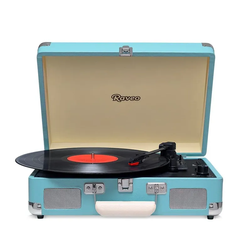 Toca Discos Vitrola Raveo Sonetto - Bluetooth, MP3, USB Reproduz e Grava, Aux. 10W RMS Light Blue