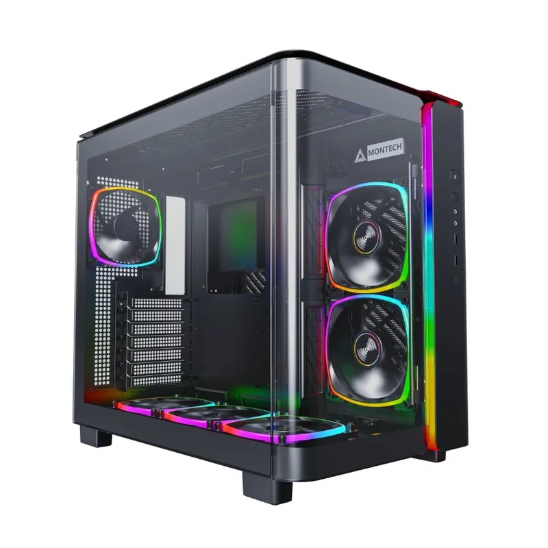 Gabinete Gamer Montech King 95 Pro, Mid-Tower, Vidro Duplo Temperado, Com 6X Fans, Preto - KING95PBK