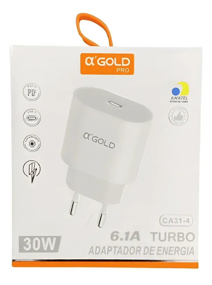 Carregador Agold S/ Cabo Entrada Tipo C Ca37-4 / Ca31-4