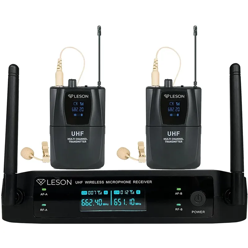 Sistema De Microfone Duplo Sem Fio Leson Ls962 Preto