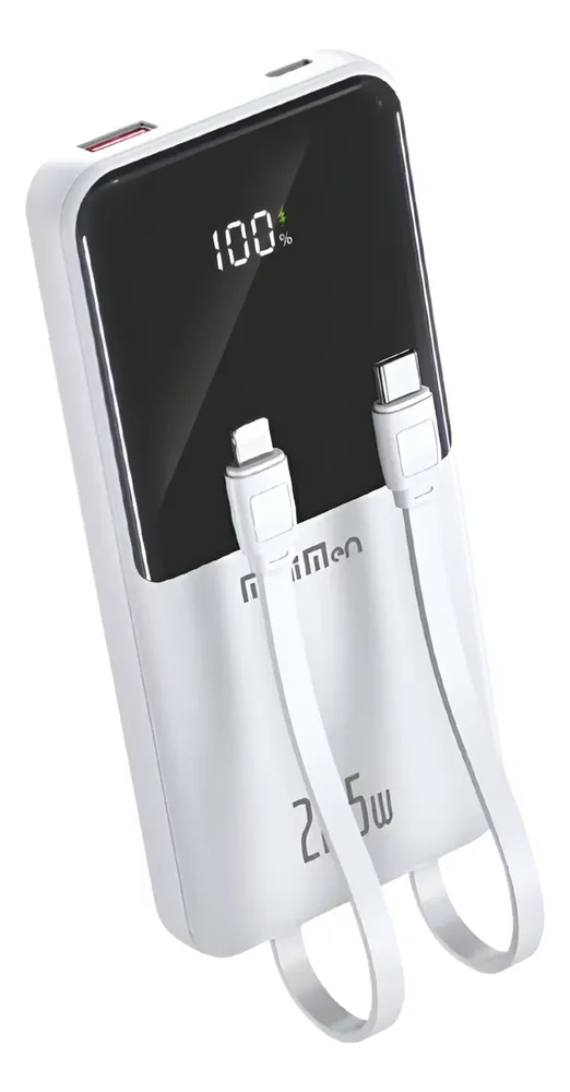 Power Bank Mm-cdb327 10.000 Mah 22,5w Com 2 Cabos Integrados Branco