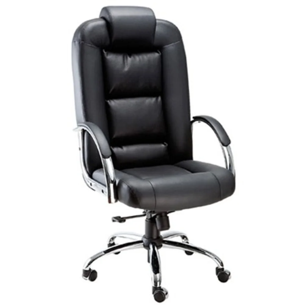 Cadeira Design Office Móveis Presidente Luxuosa Com Braços Fixos Linha Firenze Cor Preto