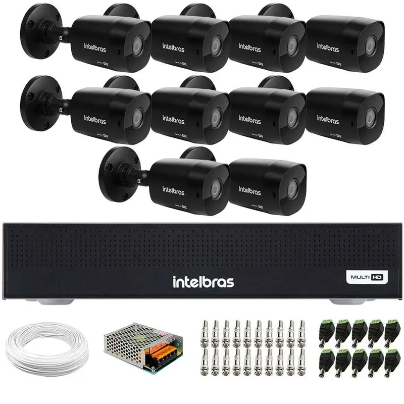 16 Câmeras Intelbras Vhd 1230 B Full Hd 1080p G7 Visão Noturna 30m Ip67 + Dvr Mhdx 1016-c 16 Canais
