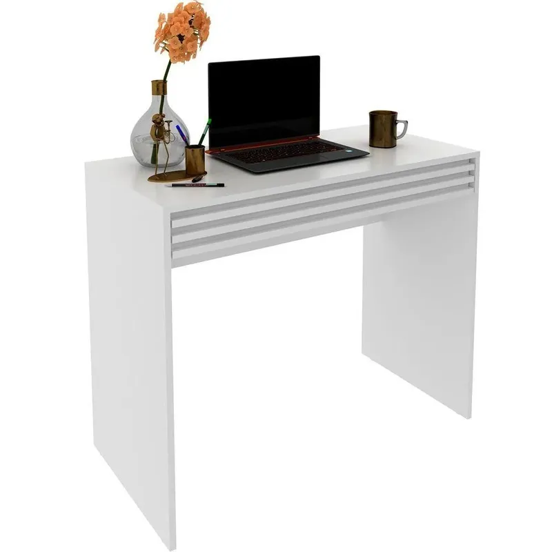 Mesa Para Escritório Escrivaninha 90 Cm Branco