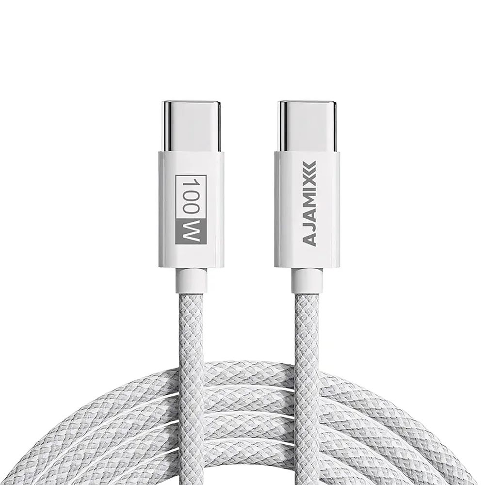 Cabo Usb-c Para Usb-c Ajamix 1m 60w Pd Carregamento Rápido Chip Inteligente Nylon Trançado