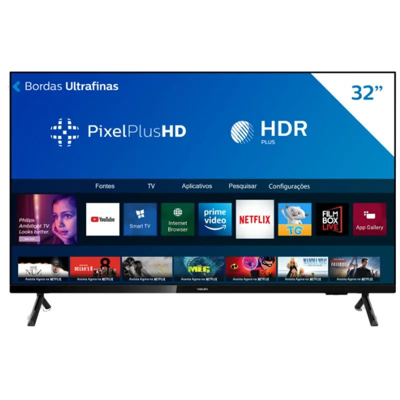 Smart TV 32 Polegadas Philips LED HD, 3 HDMI, 2 USB, 60hz, Wi-Fi- 32PHG6825/78