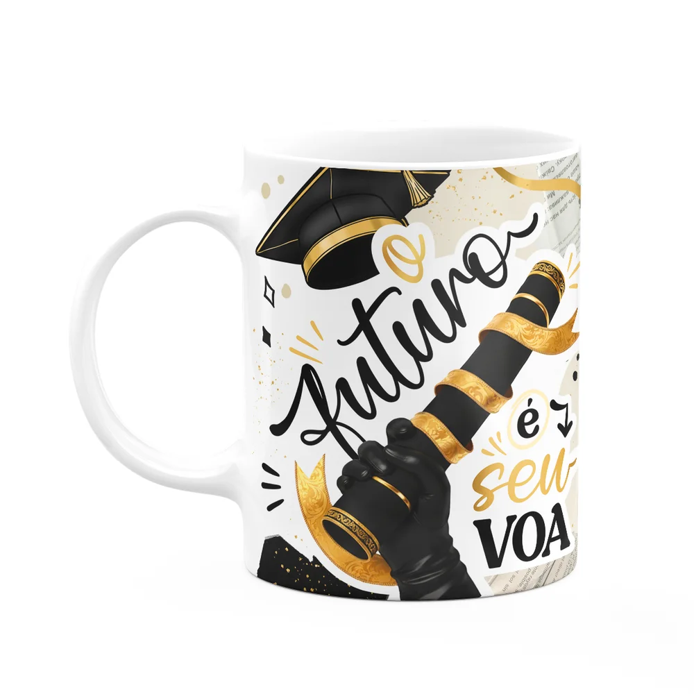 Caneca Formatura G-black - O Futuro É Seu, Voa!