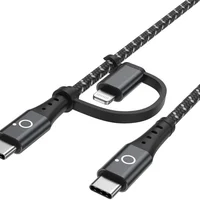 Cabo 2 Em 1 Usb-c Para Usb-c + Lightning Preto H'maston