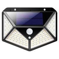 Luminária Arandela Solar Refletor Parede 100 LEDs, Com Sensor De Presença, Recarregavel, Para Quintal e Jardim