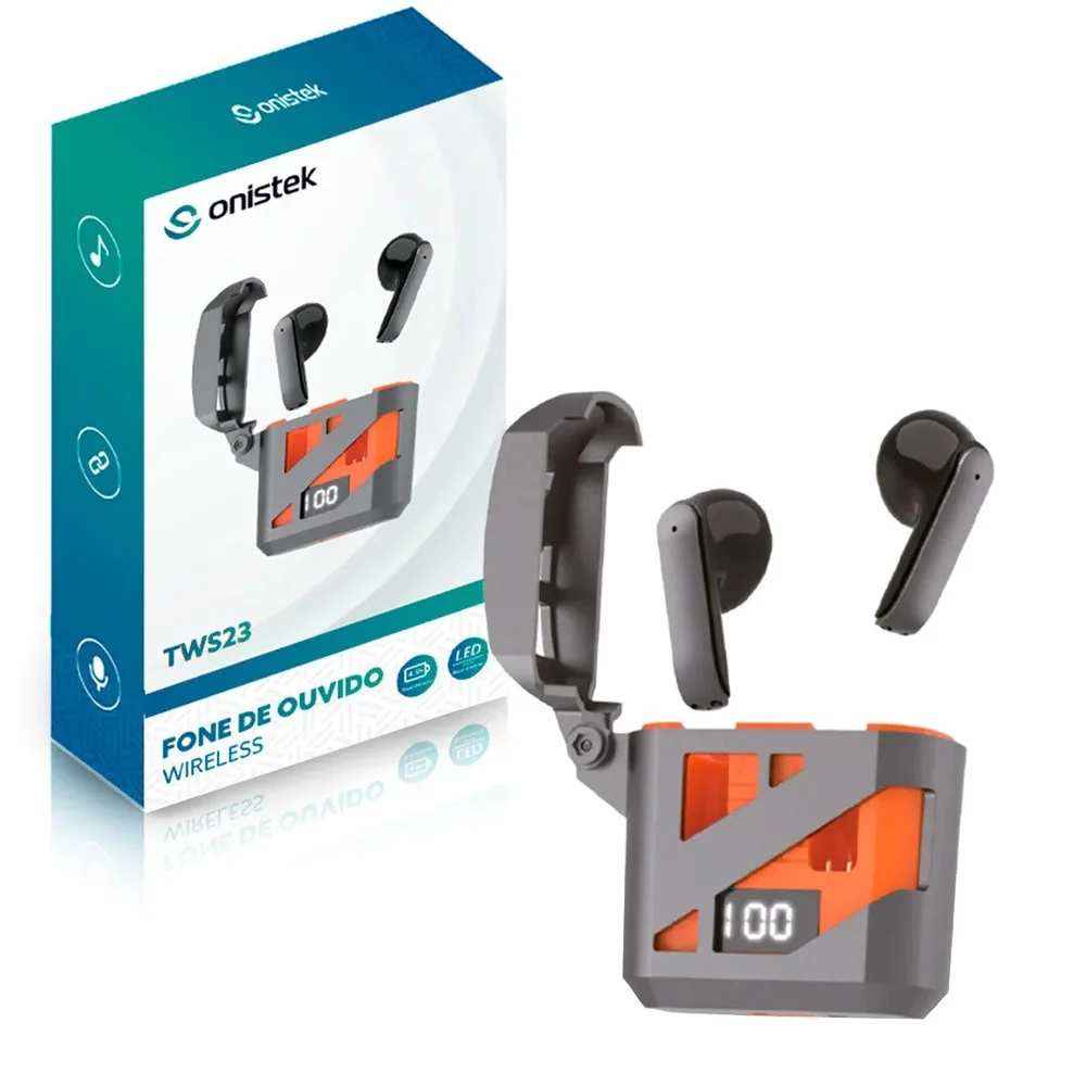 Fone De Ouvido Bluetooth 5.3 Case Com Display Onistek - On-tws23