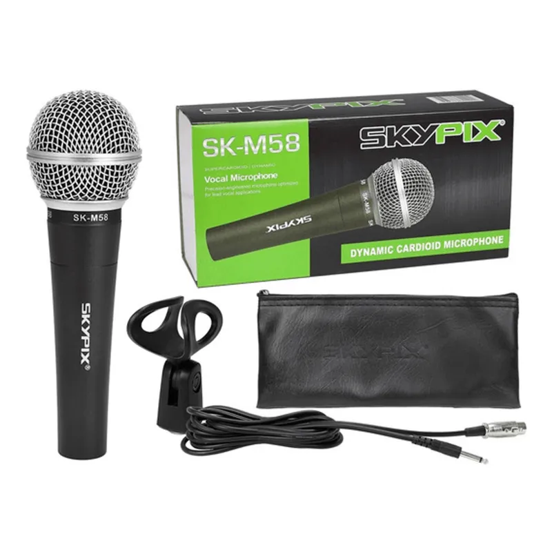 Microfone Skypix Dinâmico, Profissional, Com Cabo - M58