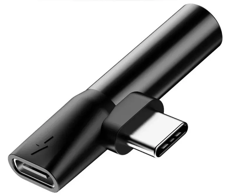 Adaptador De Áudio Baseus L41 Tipo C Para Tipo C E Conector De 3,5 Mm (carregamento + Música) - Preto