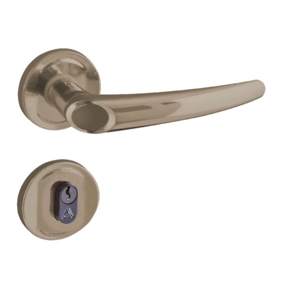 Fechadura Joy Externa F-2600/63 Roseta 40mm Bronze Latonado Aliança