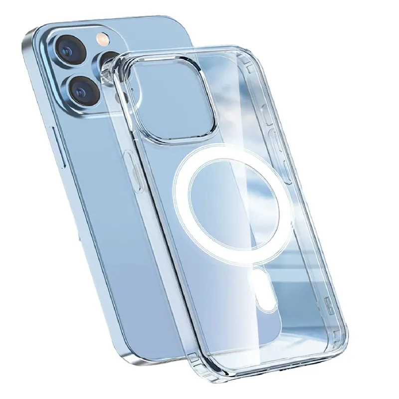 Kit 2 Capas Capinha Magsafe Transparente Compatível Com Iphone 12 13 14 15 16 17 Pro Max Magnética Cor:transparente;tama