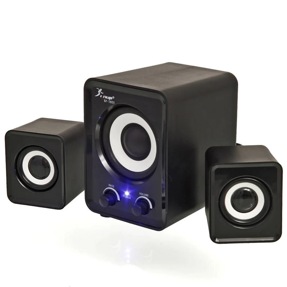 Caixa De Som Kp-7023 PC 2.1 Controle Bass Com Botão On/off