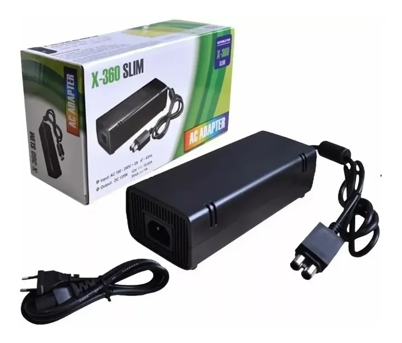 Fonte Xbox 360 Slim Bivolt, 110V, 220V, Com Cabo De Força