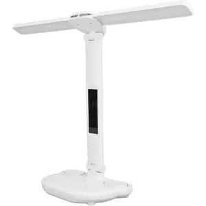 Luminária Smartlite 3200 Recarregável Para Leitura E Escritório Dobrável E Articulada Com Painel De LED, Relógio Digital, Calendário, Porta Canetas, Iluminação Ajustável Ao Toque, LED Quente E Frio.