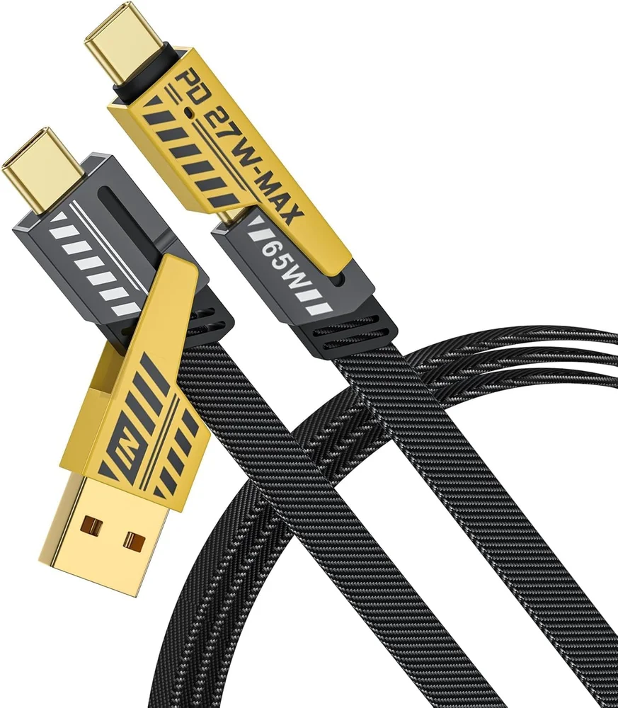 Cabo 4 Em 1 65w – Entradas Usb-c/usb-a E Saídas Usb-c/lightning, 1 M, Nylon Trançado, Carregamento Rápido