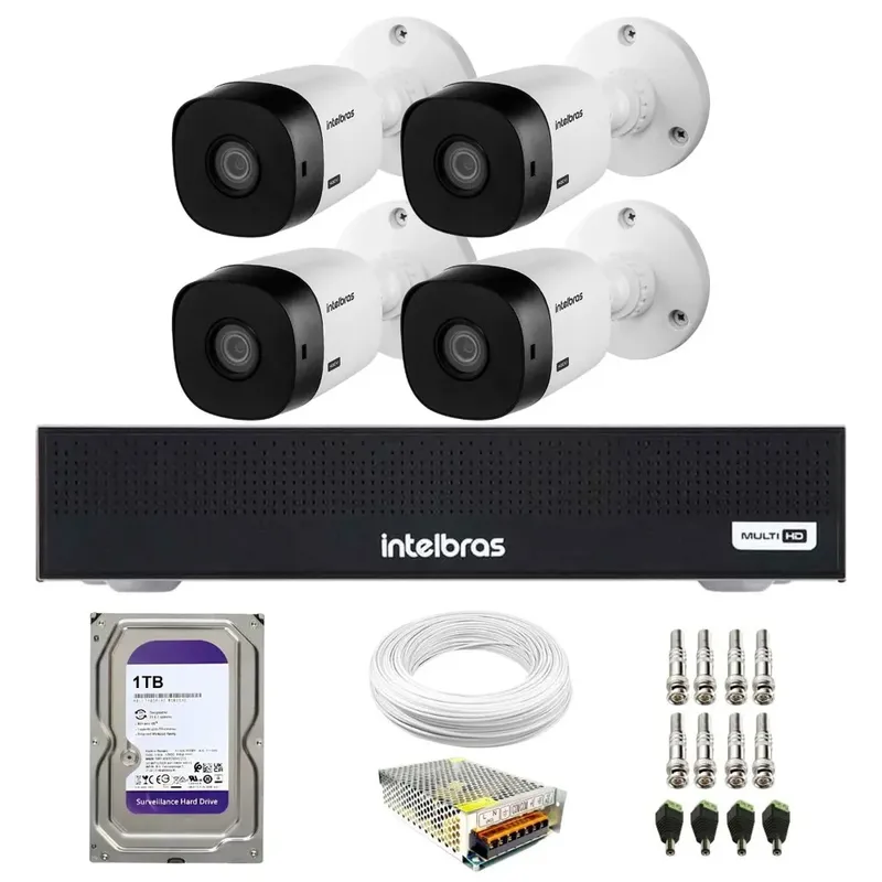 Kit 2 Câmeras Intelbras Vhd 1220b G8 Full Color Full Hd Visão Noturna Colorida 20m Dvr Mhdx 1104c 1TB