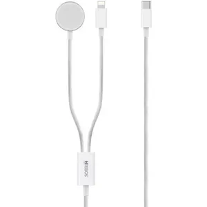 Cabo Two-in 2x1 Hrebos Tipo C, Compativel Lightning E Magnético Crw-501 Cor Branco
