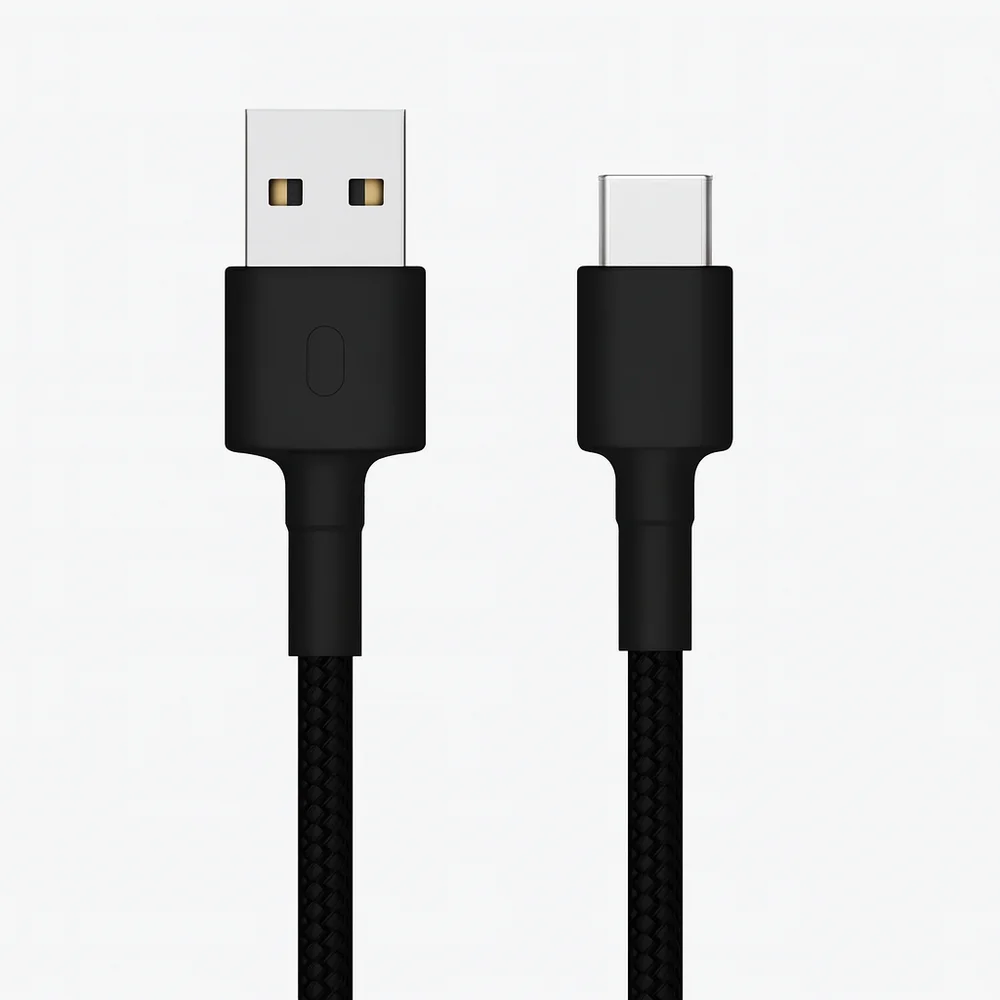 Cabo De Dados Type C Preto Nylon Resistente Turbo Rápido