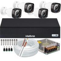 Kit Intelbras Cftv, 4 Cameras De Segurança, FULL HD 1080p, 2 MP, Infravermelho + DVR 1004c, 4 Canais, Multi HD
