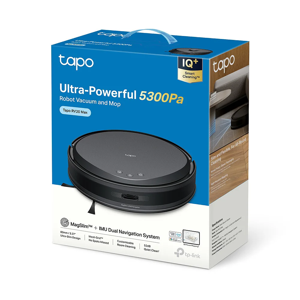 Robô Aspirador De Pó E Mop Tp-link Tapo Rv30 Max Aspira Passa Pano Hiper Sucção Smart Bivolt Preto