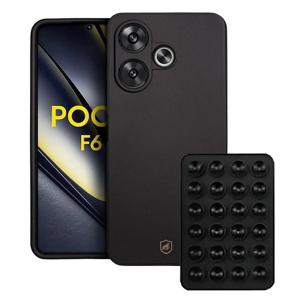 Kit Capa Silicon Veloz Para Xiaomi Poco F6 5g + Ventosa - Preta - Gshield