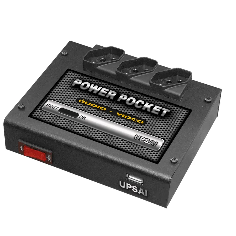 Condicionador De Energia Upsai Power Pocket, Proteção Filtro, Entrada 110v E 3 Saídas 110v, C/ USB, Áudio Vídeo Home Theater